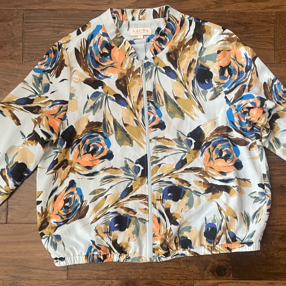 Floral Bomber zip up from Laura Petites, NWOT